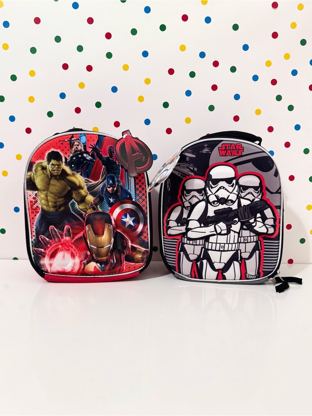 Marvel Avengers Red Lunchbox & Star Wars Stormtrooper Black Lunchbox - Set of 2